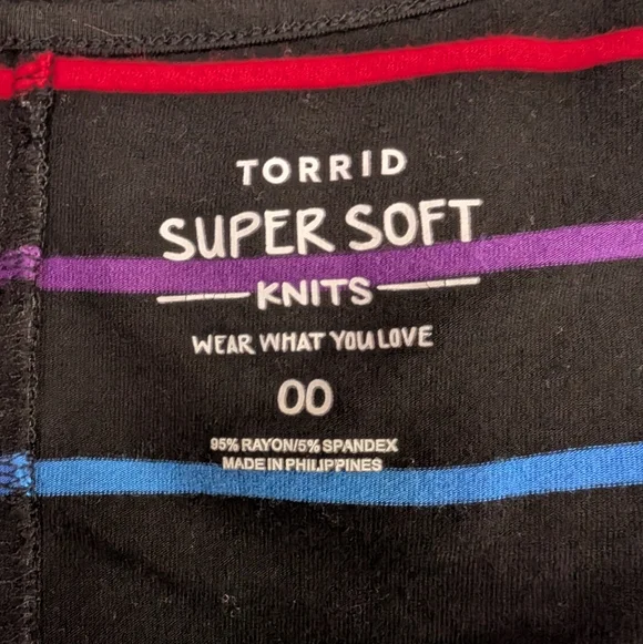 Torrid Black Striped Knit Top with Rainbow Accents 🌈 - Picture 2 of 4